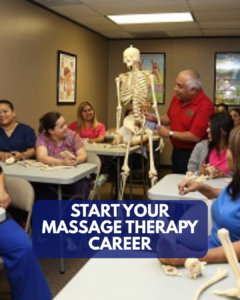 Massage therapy students receiving hands-on training at a Houston massage school